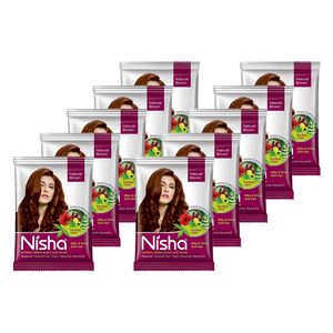 Henna natural en polvo Nisha para un color marrón natural del cabello, tinte para un cabello suave, sedoso y brillante para hombres y mujeres 10g (Paquete de 10) - Product Image 2