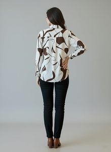 Camisa de manga larga con estampado floral para mujer – Blusa ligera con botones, informal y a la moda para primavera y verano - Product Image 2