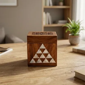 Brûleur de Bakhoor en Bois Premium et Nacre, Porte-Encens Arabe Religieux Madkhan, Parfum Oud, Luxe Fait Main Personnalisable pour la Maison - Product Image 1