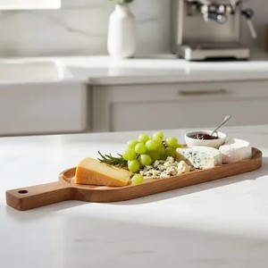 Rectangular Wooden Chopping Block With Handle Serving Board For Cheese And Bread - Product Image 6