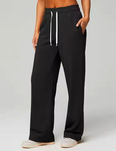 Pantalon cargo en velours côtelé uni personnalisé pour femme, coupe large, idéal pour l'entraînement et le streetwear - Product Image 3