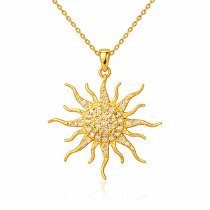 Collier Pendentif Soleil en Argent Sterling avec Zircon Cubique, Bijou Céleste, Cadeau pour Elle - Product Image 1