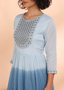 Robe midi évasée brodée 100 % coton pour femme, séchage rapide, idéale pour l'été, les fêtes, le style de vie moderne et le quotidien - Product Image 5