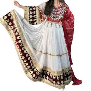 Ropa y Accesorios Vestido Tribal de Algodón y Chifón para Mujer Afgana con Elegante Bordado Floral para Celebraciones Festivas - Product Image 1