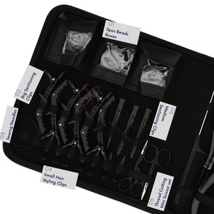 Customizable Black Hair Extension <b>tools</b> Accessories Set Black MicroBead Remover Tape In Plier Keratin Bond Cutter Parting Finger - Product Image 3