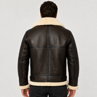 Jaket Kulit Motor Pria Klasik dengan Trim Bulu, Tali Gesper, dan Desain Aviator Vintage