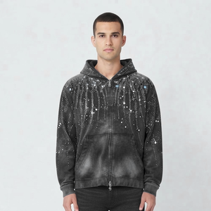 Nueva Llegada 2026 Sudadera con Capucha Térmica Personalizada con Pedrería para Hombre, Venta al por Mayor de Fábrica, Sudaderas con Capucha Térmicas Personalizadas con Pedrería para Hombre - Product Image 1