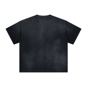 T-shirt vintage surdimensionné pour homme, délavé à l'acide, imprimé sérigraphié effet soleil, manches courtes, style streetwear classique - Product Image 2