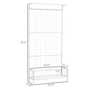 Soporte de Metal Blanco para Plantas de 36 x 12.8 x 74 Pulgadas de Alto con Enrejado y Barra para Colgar, para Interiores y Exteriores, Suministros de Jardín, Soporte para Plantas - Product Image 3