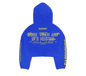 Sudadera con capucha y cremallera extragrande personalizada 2026 para hombre, de algodón, con hombros caídos, estilo streetwear, con cuello bordado de pedrería - Product Image 3