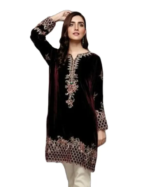 Ultime Pakistani Abbigliamento Formale Shalwar Kamiz Pesante Embriorded Vestito Pret Couture Indiano Shalwar Kameez Casuale di Velluto per La Pulizia