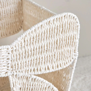 Paper Fiber <b>Storage</b> <b>Basket</b> With Bow Details Sustainable Organizer <b>Basket</b> Decorative Bin Perfect For Nursery Bedroom Home Decor - Product Image 2
