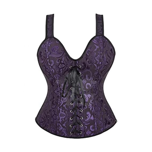 แขนกุดใต้วงอก Steelboned ผู้หญิงที่ขายดีที่สุดซาติน Bustier ผ้ารัดตัวซาตินสีดํารัดตัว - Product Image 1