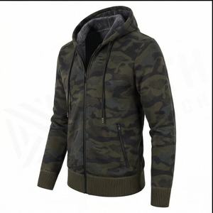 Sweat à capuche zippé pour homme, automne-hiver, tricoté, écologique, respirant, rembourré, en coton épais, taille 3XL, imprimé en polaire - Product Image 3