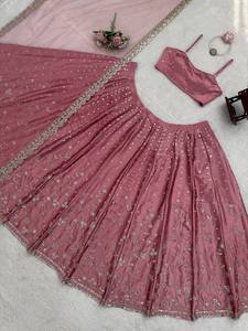 Antra Lifestyle Designer Traditional Indian <b>Red</b> <b>Lehenga</b> Choli Unstitched Latest Bridal Wedding Party Organza Slim Fit Summer - Product Image 5