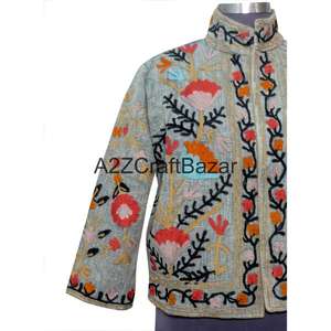 Veste TNT pour femme, faite à la main, 100% coton, tricotée, brodée à la machine, motif floral, respirante, écologique, séchage rapide, col en V - Product Image 2