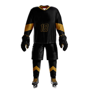 Fabrication sur mesure, uniforme de hockey sur glace très vendu avec logo personnalisé imprimé, 100% polyester, service OEM - Product Image 6