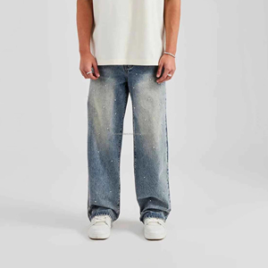 Pantalones Vaqueros Anchos de Hombre con Costuras Irregulares, Estilo Hip Hop, Corte Holgado, Casual, Urbano - Product Image 6