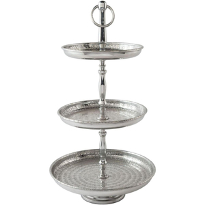 ชั้นวางเค้กโลหะทรงกลม 3 ชั้น ดีไซน์หรูหรา สีเงิน สำหรับเสิร์ฟขนมหวานและคัพเค้ก ถาดเสิร์ฟเหล็กสำหรับงานแต่งงานและงานปาร์ตี้ - Product Image 2