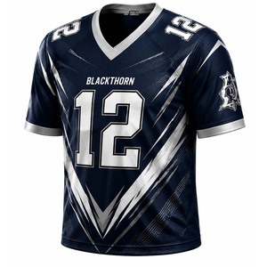 Uniforme de Fútbol Americano para Hombre, Sublimado, Cuello en V, Manga Corta, Spandex/Poliéster, Blanco y Negro, Absorbe la Humedad, Personalizado para Equipo - Product Image 4