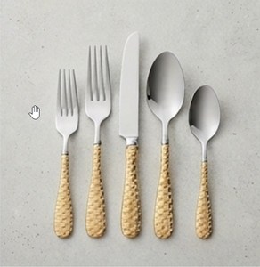 Ensemble de couverts modernes avec poignées texturées dorées, couverts en acier inoxydable pour la mise en place de la table de mariage, compatibles lave-vaisselle - Product Image 5
