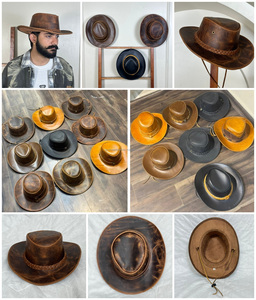 Sombreros de Vaquero de Cuero Genuino de Primera Calidad para Adultos, Sombrero con Banda Trenzada y Grabado en Relieve, Moderno y Unisex - Product Image 3