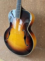 Guitare semi-finie artisanale à corps creux de 16 pouces avec table arquée, pièces personnalisables, en érable, épicéa, ébène et yunzhi sculptés