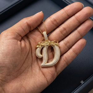 Iced 925 <b>Silver</b> Rose Gold Plated Moissanite Hip Hop Custom <b>Initial</b> Alphabet Letter Diamond Pendant Cross Thrones Design <b>Necklace</b> - Product Image 5