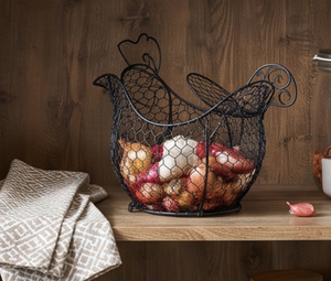 Cesta de Almacenamiento de Metal con Forma de Gallina Negra Premium con Asas para Decoración del Hogar, Esencial para la Cocina - Product Image 5