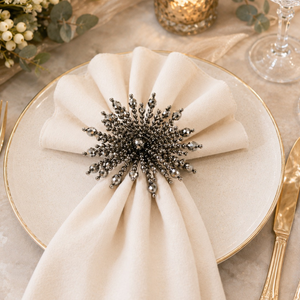 Luxury Beaded Sunflower Napkin <b>Rings</b> Set | Handmade Crystal Metal Napkin Holder for Wedding Dining Table Decor Party Banquet - Product Image 1