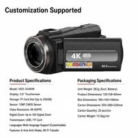 DLC 4K 48MP CMOS 摄像机 16 倍数字变焦红外夜视 3 英寸 IPS 触摸屏 Vlog 录像机 带 WiFi 远程控制