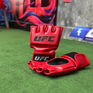 Fazn Industry High Quality Leather MMA Gloves Half Finger <b>Velcro</b> Closure Red Black Unisex Martial Arts Training Gloves - Product Image 4