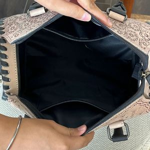 Bolso de mano de cuero Super Septiembre Speedy, nuevo, con grabado de águila y motivos florales, de cuero genuino, con asa superior y bandolera, tipo bolso pequeño. - Product Image 6
