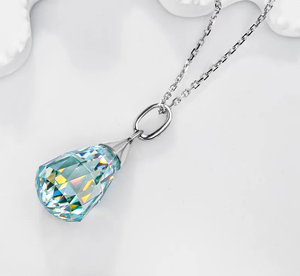 Collar y Colgante con Diamante Moissanite Azul Briolette - Product Image 1