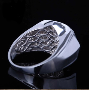 Men's 925 Sterling Silver Hip Hop Rhodium Plated Pave <b>Iced</b> Out Diamond Cluster <b>Ring</b> Wedding Groom and Engagement Proposal <b>Ring</b> - Product Image 3