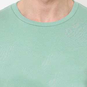 Ensemble de survêtement décontracté pour homme, couleur unie, vert menthe, col rond, avec pantalon noir, coupe régulière, pour le printemps - Product Image 6