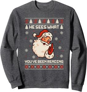 Sudadera unisex con cuello redondo de He Sees What You've Been Reading Bookish Ugly Xmas - Product Image 5