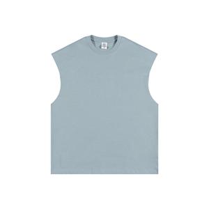 Camiseta sin mangas de punto para hombre, talla grande, estilo urbano, holgada, color tierra sólido, 180g, de marca de moda, Colección Primavera/Verano 2026 - Product Image 3