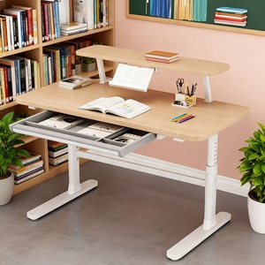 批发山毛榉木儿童学习桌学生作业可调站立式电脑桌，上面有架子 - Product Image 4