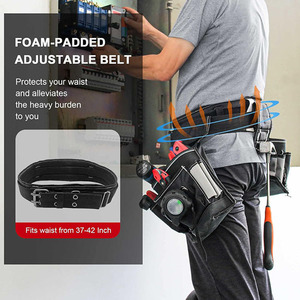 Ceinture à outils noire avec plusieurs poches et anneau en D pour la menuiserie et la construction - Product Image 4