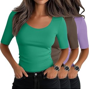 Camiseta Clásica Lisa de Manga Corta con Cuello Redondo, Corte Regular, al por Mayor - Product Image 3