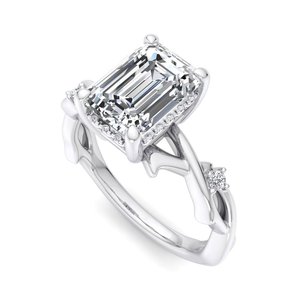 Anillo de Boda Tradicional de Plata de Ley 925 con Diseño de Vid Retorcida y Diamantes de Moissanita Rectangulares - Product Image 2
