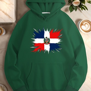 Sudadera con Capucha Casual para Mujer, Diseño de la Bandera de República Dominicana, Tejida e Impresa - Product Image 2