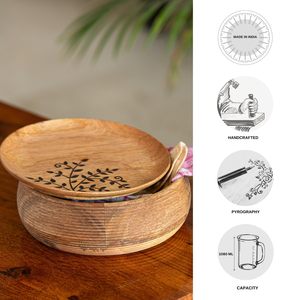 Boîte à chapati en bois avec couvercle, boîte à roti artisanale, récipient de service pour la cuisine et la salle à manger - Product Image 6