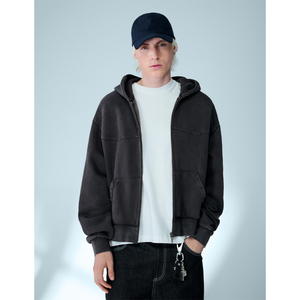 Essentials Custom Logo Unisex Heavy Weight Blank Hoodies Manufacturers French Terry Zip up Hoodie Oversize Sports Couple Unisex - Product Image 3