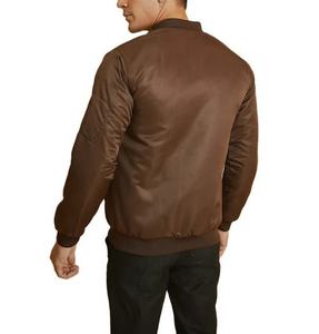 2026 Men's Solid Brown Color Bomber <b>Jacket</b> 100% Polyester Fabric Durable Rib Neck Winter Wear Bomber <b>Jacket</b> With Low MOQ - Product Image 3
