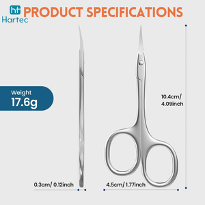 Ciseaux à cuticules professionnels en acier inoxydable avec grande boucle de maintien pour l'élimination des peaux mortes et la pédicure - Product Image 2