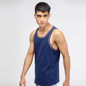 Feneze เสื้อกล้ามคอตตอนสีกรมท่าสำหรับผู้ชาย, เสื้อแขนกุดแห้งเร็วลำลองคอกลมสีพื้นระบายอากาศได้ดี - Product Image 5
