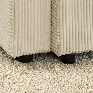 Canapé moderne 4 places en velours côtelé beige pour le salon Canapé à siège profond avec tasse et support de téléphone Ports de charge Options de rangement - Product Image 5