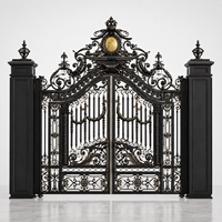 Portail d'entrée en fer forgé de luxe, galvanisé à chaud, résistant à la rouille, écologique, motifs exquis forgés à la main, design inspiré de la nature